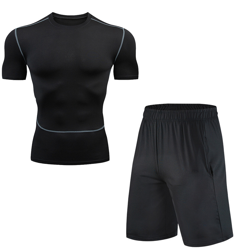 Picture of Fitness Clothes Running Clothes Men's Summer Ice Silk Quick-drying Clothes Equipment Training Hall Long-sleeved Physical Fitness Sportswear suit