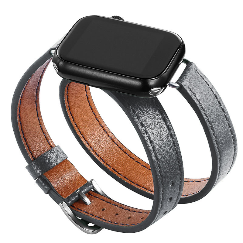 Picture of Suitable for Apple Watch Band Apple watch9/8/7/6/4 Slim-Fit Double-Circle Slim Waist Apple Leather Watch Band