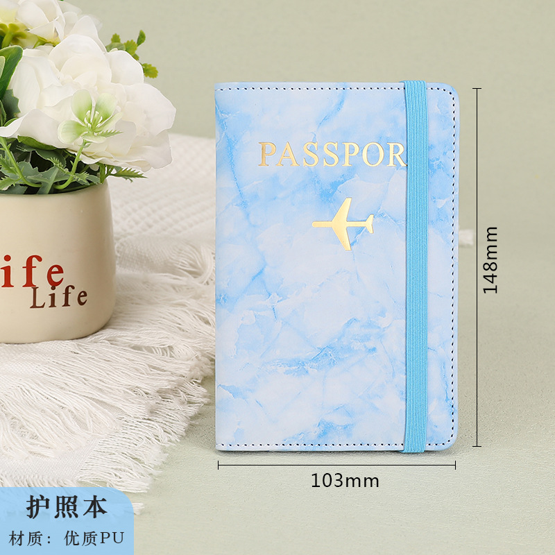 Picture of Factory Direct pu passport holder multi-function ticket holder short certificate bag marbling storage passport protective cover