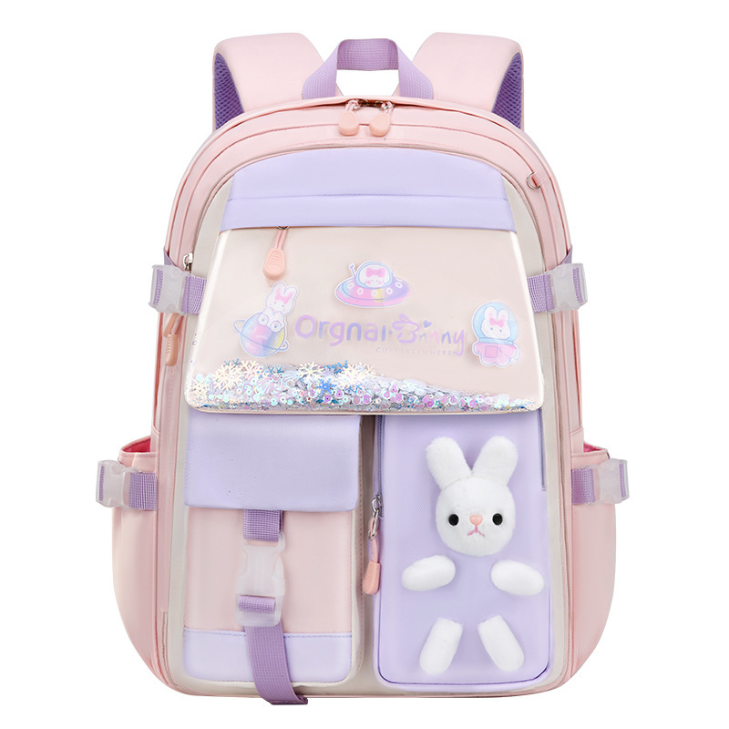Picture of New Primary and Secondary School Students' Schoolbags, Large-Capacity Children's Backpacks, Spine-Protecting Fashionable Schoolbags, Decompression and Waterproof Girls' Backpacks