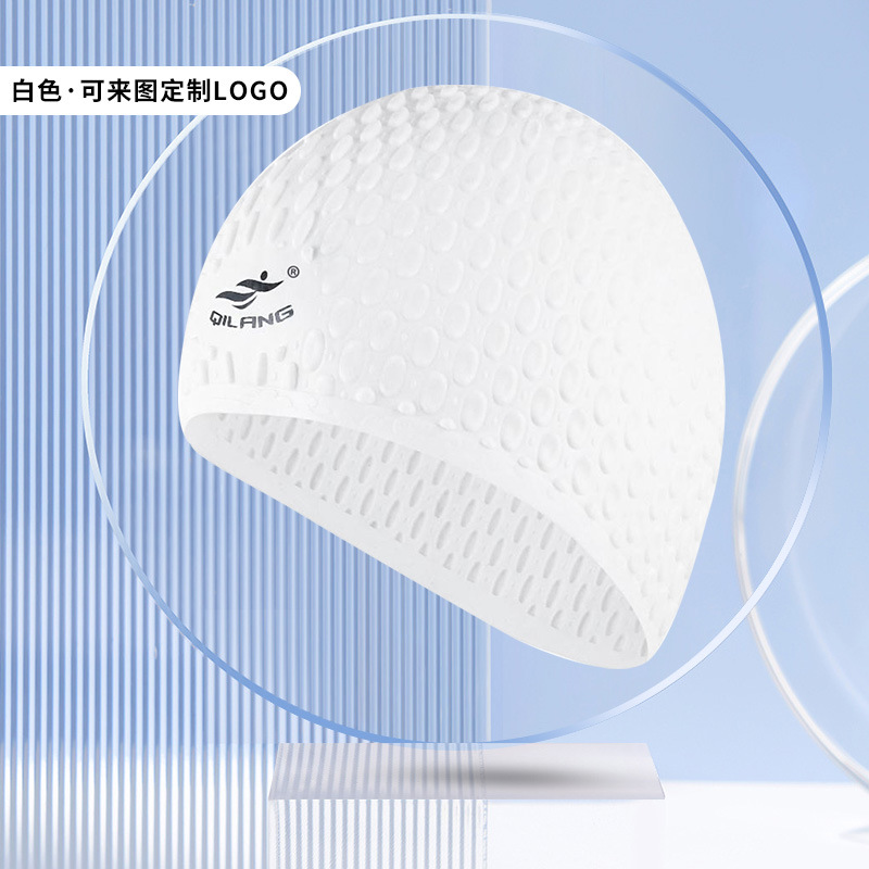 Picture of Vernon adult swimming cap silicone waterproof men's and women's water drop cap custom logo high elastic long hair ear protection large swimming cap