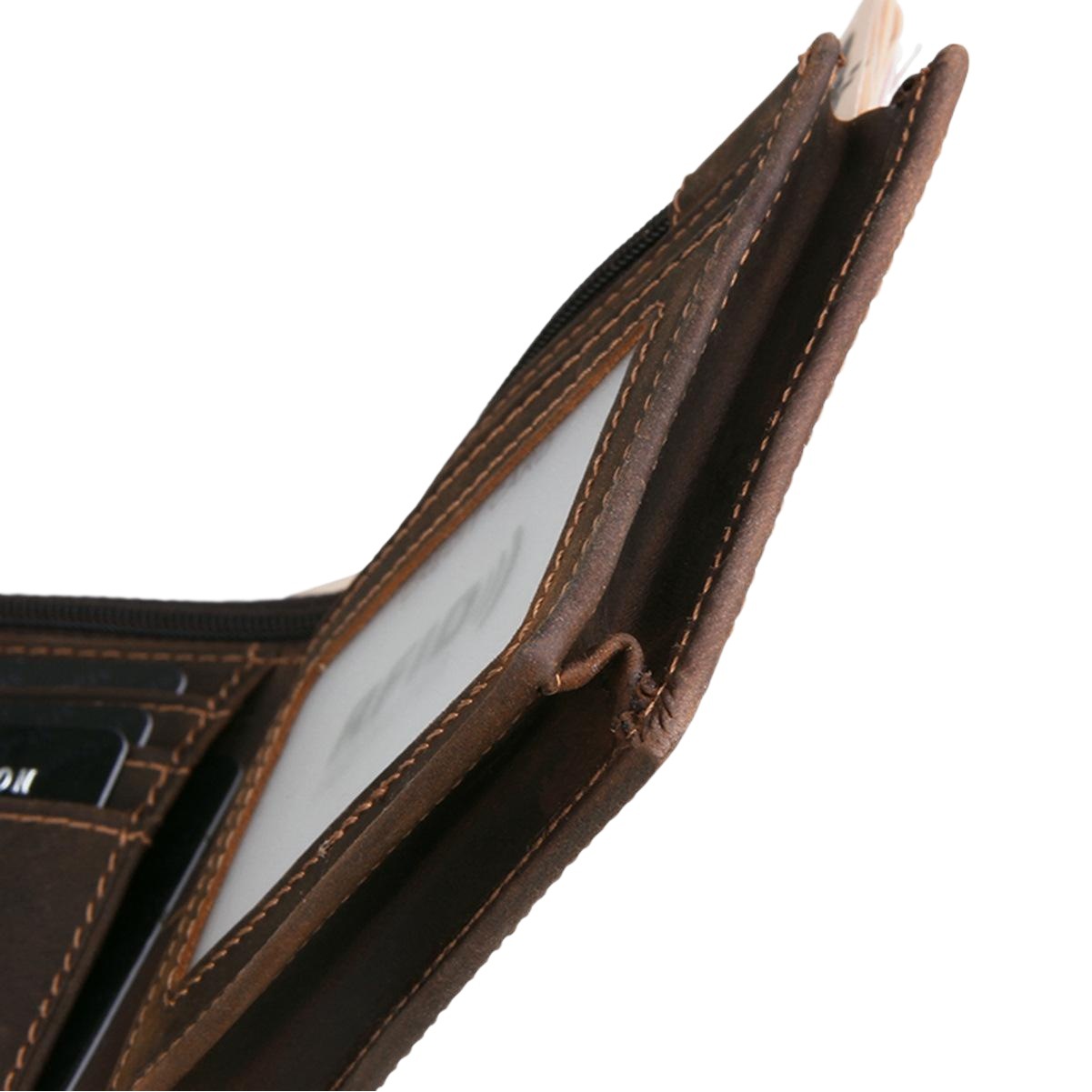 Factory wholesale Crazy Horse leather men's short wallet leather anti-theft brush anti-RFID wallet foreign trade explosion money clip