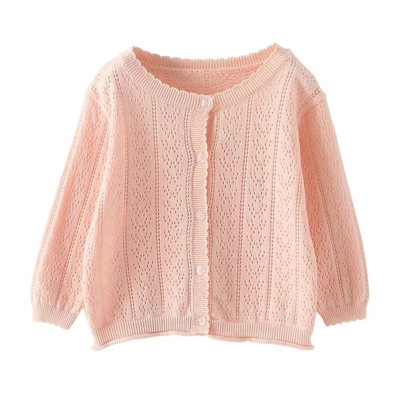 2025 Girls' Long-sleeved Ice Silk Thin Top Baby's Cardigan Children's Spring and Autumn Long-sleeved Coat Sunscreen Clothes