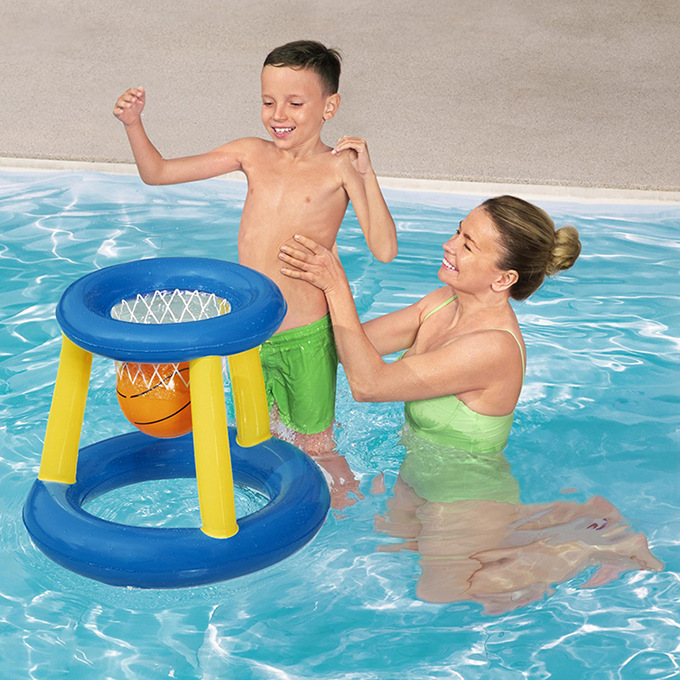 Picture of Boys and girls baby swimming pool water supplies inflatable basketball stand children's water interactive shooting football door game disc