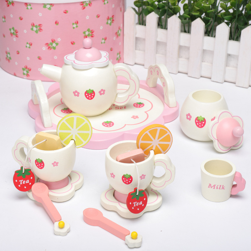 Picture of Children's kitchenware toy girl suit gift lemon white afternoon tea set simulation play house kitchen tableware