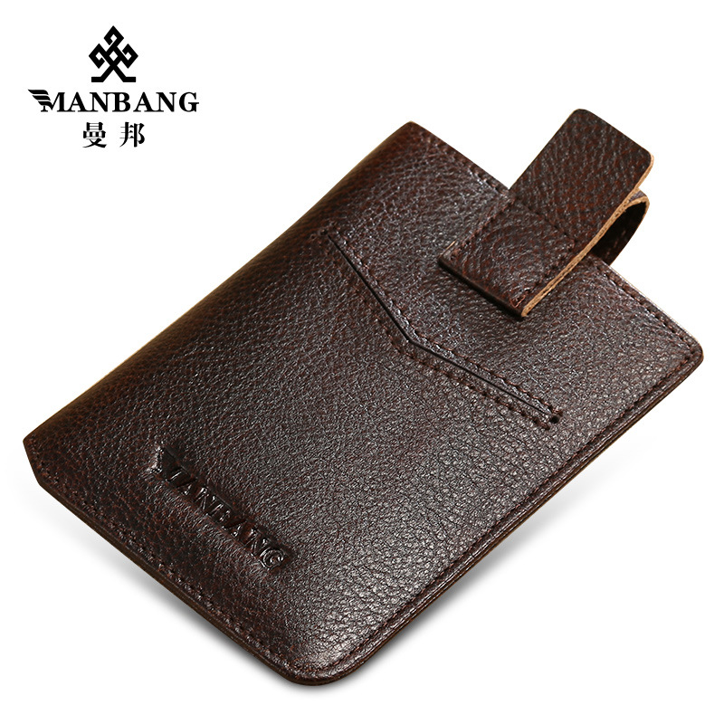 Picture of Cross-Border Dropshipping Manbang Men's Card Holder Anti-Theft Brush Thin First-Layer Cowhide Driver's License Leather Case Compact Mini Card Holder
