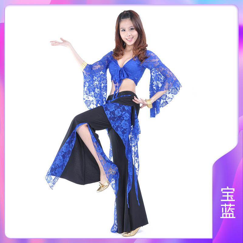 Picture of 08# Lace Pants Lace Top Belly Dance Clothing Trumpet Sleeve Matching Waist Skirt Split Pants Chaozhou Tripartite