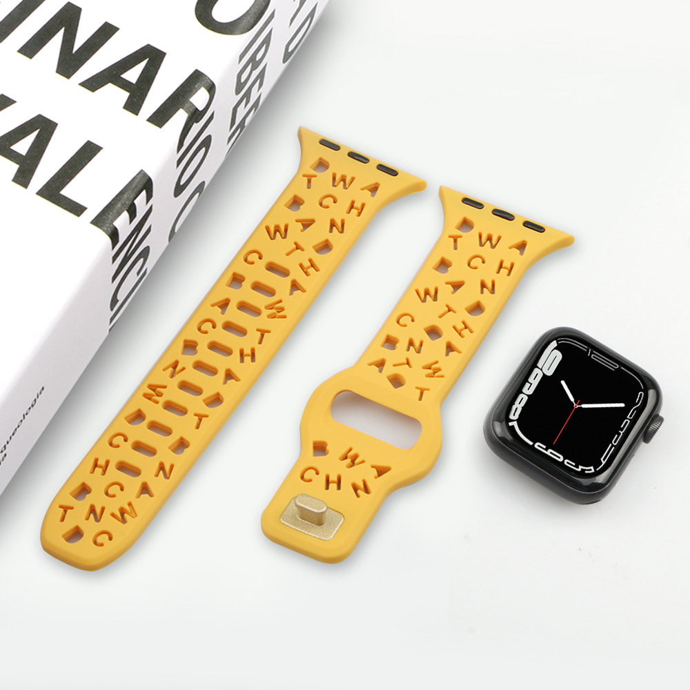 Picture of For Apple Watch iwatch87654321 Strap applewatchs9 English Hollow Solid Color Silicone Watch