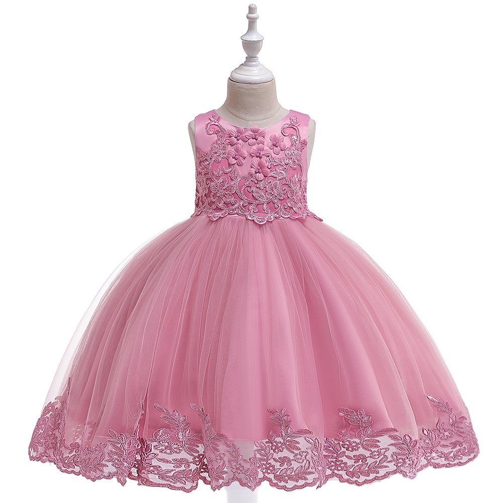Picture of 2025 Amazon European and American Embroidered Flower Girl Wedding Dress Princess Dress Puffy Dress Catwalk Performance Big Children's Dress