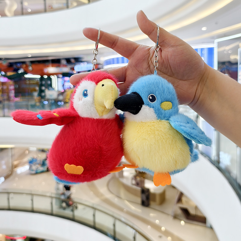 Picture of Cute Artificial Parrot Plush Pendant Bird Doll Keychain School Bag Pendant Claw Machine Gift Batch