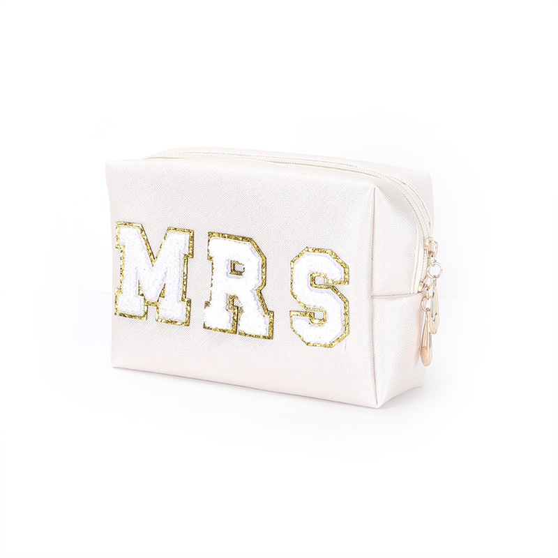 Picture of Amazon popular cosmetic bag pu towel embroidered letters octagonal storage bag travel portable wash bag cosmetic bag