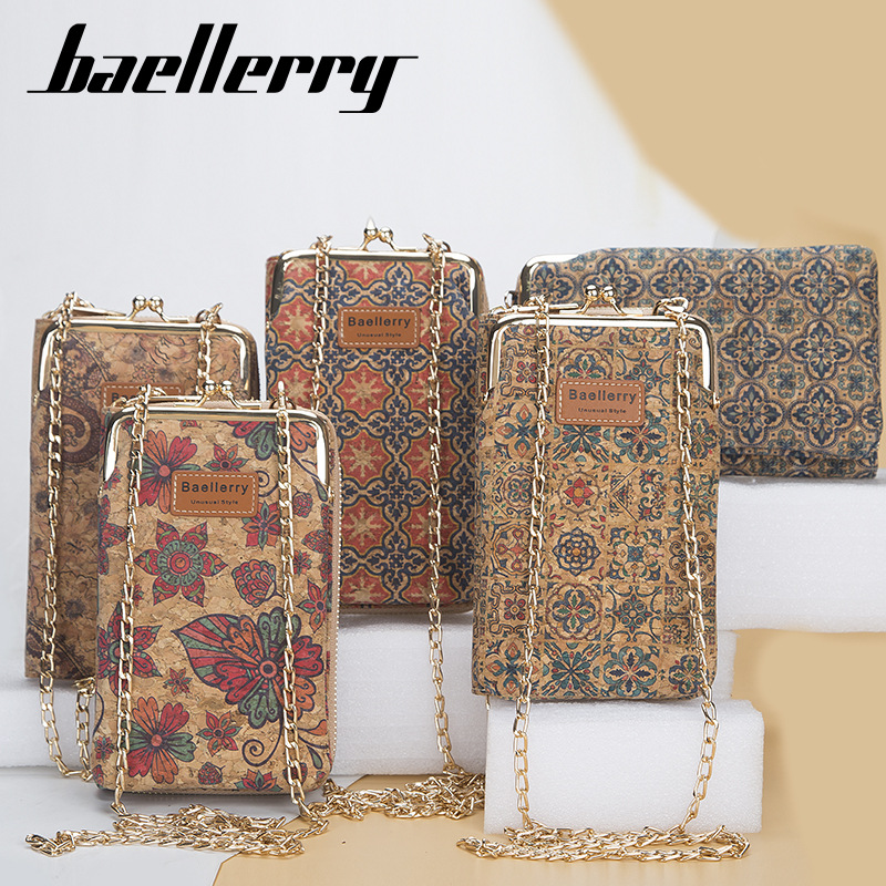 Picture of baellerry ladies wallet vertical wood grain mobile phone bag multi card wallet chain shoulder messenger bag wholesale