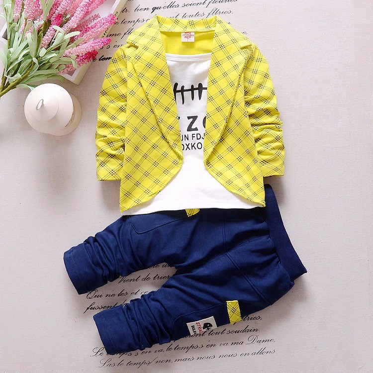 Picture of AliExpress spring and autumn fake three-piece casual Children suit 0-4 years old cartoon printed suit collar fashion