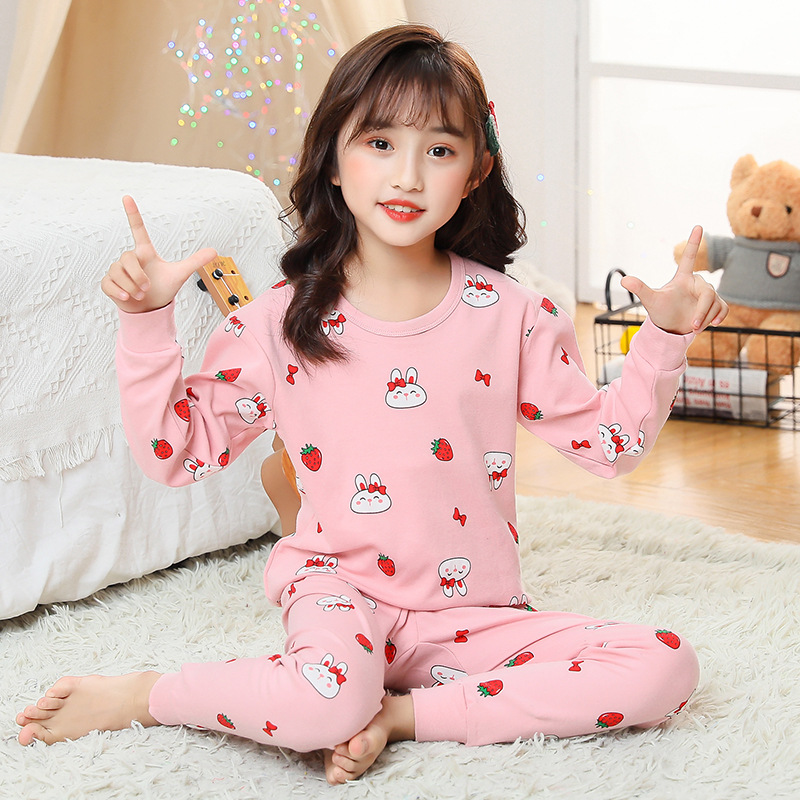 Picture of New Children's Cotton Home Clothes for Boys and Girls Autumn Clothes Large, Medium and Large Children's Middle Collar Thermal Underwear Suit Autumn Clothes Long Johns