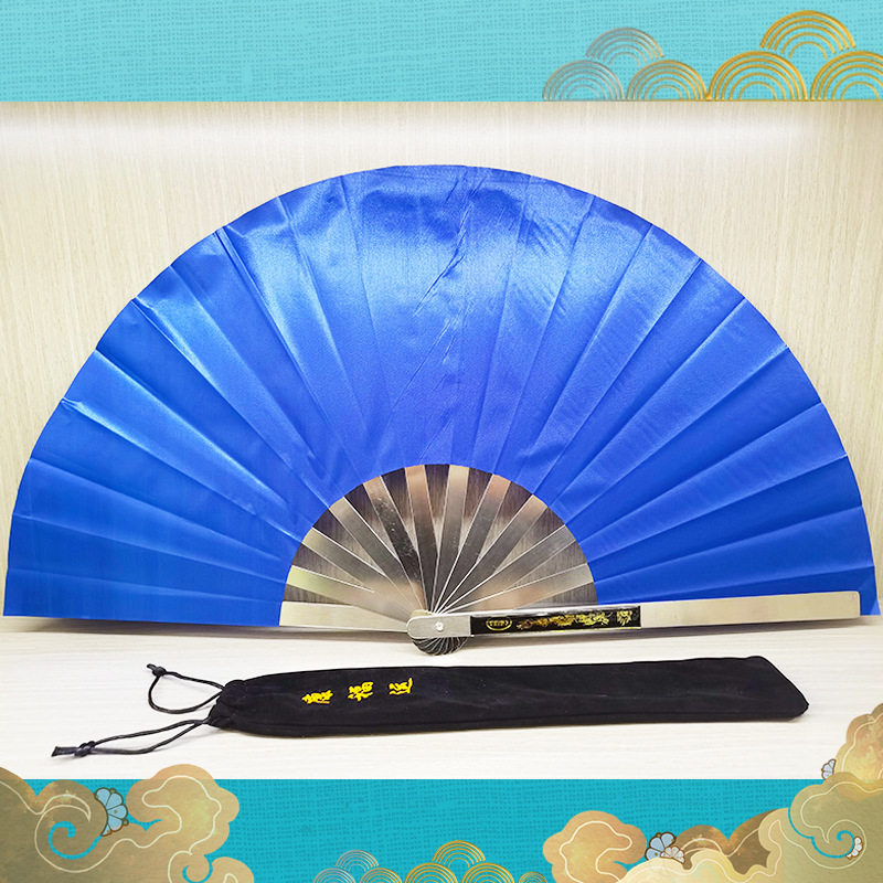 Picture of Stainless Steel Taiji Fan Kung Fu Fan Martial Arts Fan Performance Fan Shuanglong Iron Fan Martial Arts Fan Folding Fan Factory Outlet