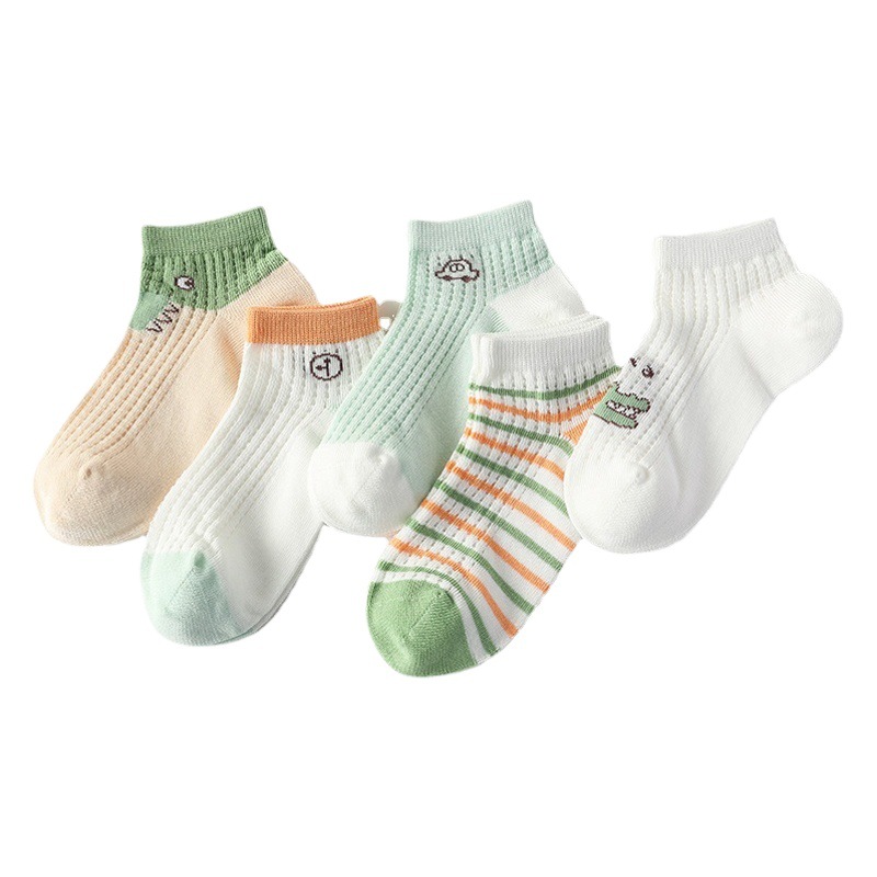 Spring and summer children's boat Socks new large mesh hollow student socks green summer trend boys and girls socks spot