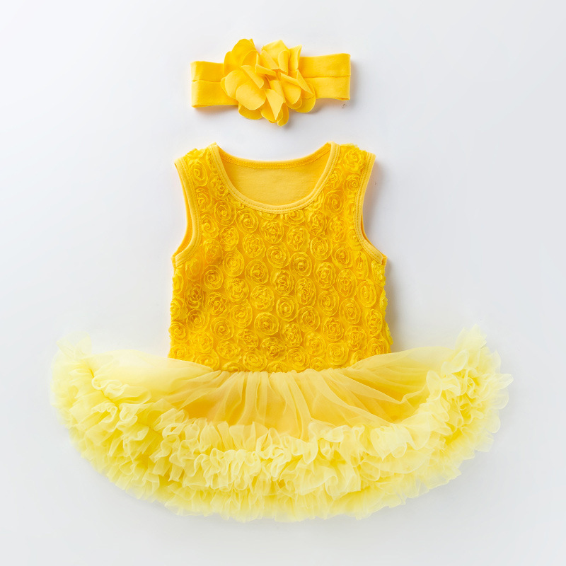 Picture of Amazon Hot Selling Baby Rose Sleeveless Princess Dress Baby Girl Solid Color Full Moon One Year Old Holiday Dress