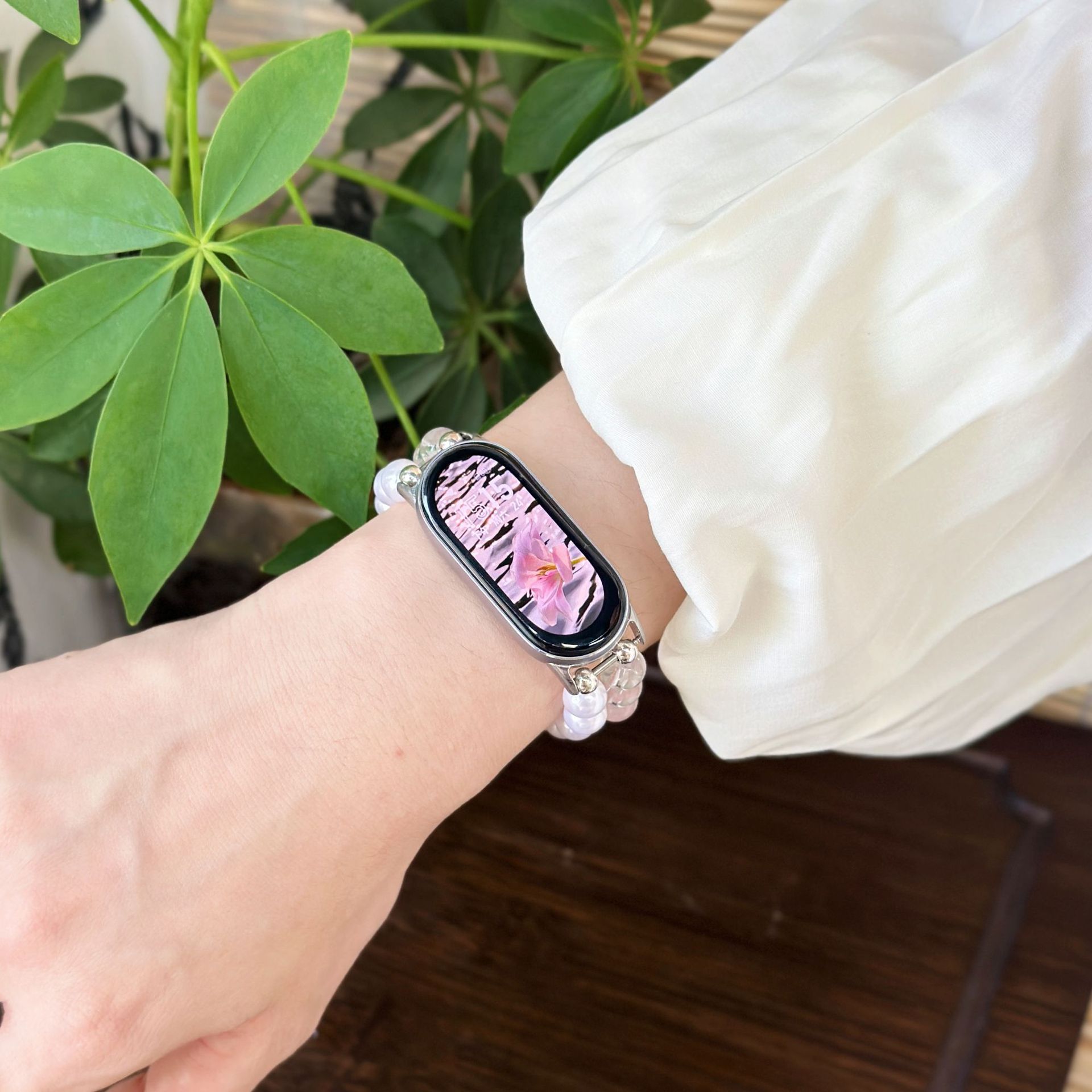 Picture of For mi band 9 strap butterfly pearl beads 3/4/5/6/7/8 generation nfc version wrist strap generation girls