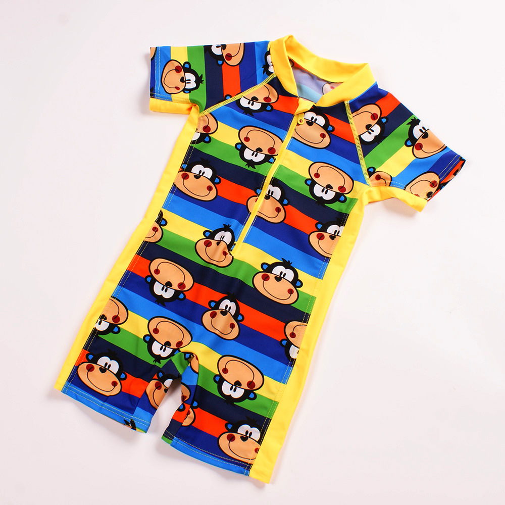 Boys and Girls sun protection swimsuit baby swimsuit monkey pattern export children's one-piece swimsuit wholesale