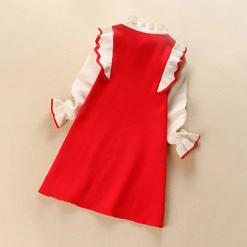Picture of Children's Pearl sweater dress Western style preppy style princess dress Autumn New Girl's Chanel style knitted dress