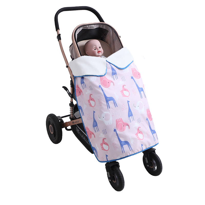 Picture of Autumn and Winter Baby Stroller Windshield Cover Blanket Strap Waist Stool Weatherproof Baby Blanket Thickened Warm Fleece