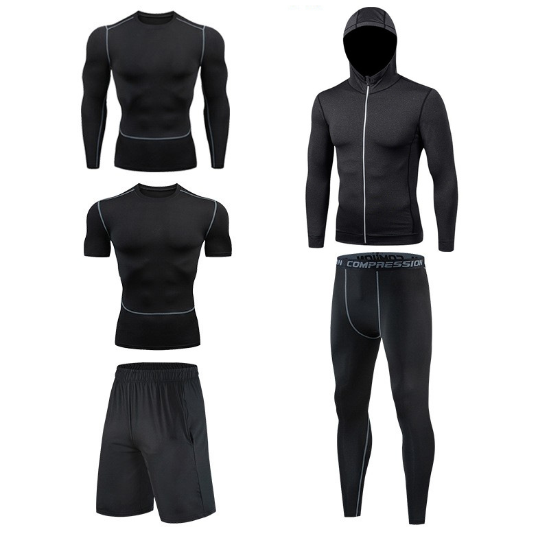 Picture of Fitness Clothes Running Clothes Men's Summer Ice Silk Quick-drying Clothes Equipment Training Hall Long-sleeved Physical Fitness Sportswear suit