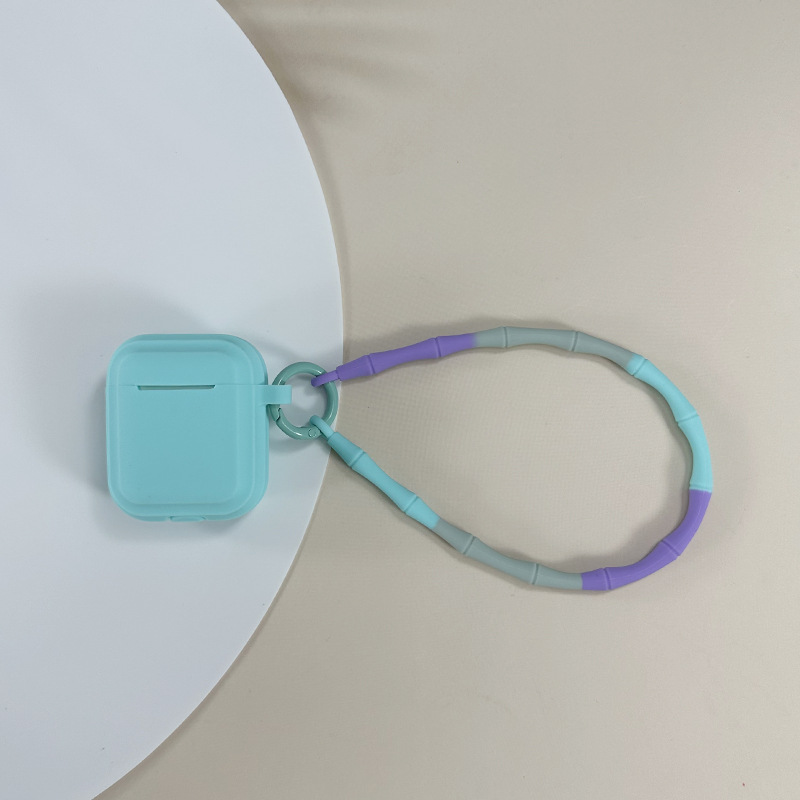 Picture of Simple Pure Color Belt Pendant Suitable for Airpods4 Protective Case Apple 1/2 Silicone Headphone Case with Lanyard Source