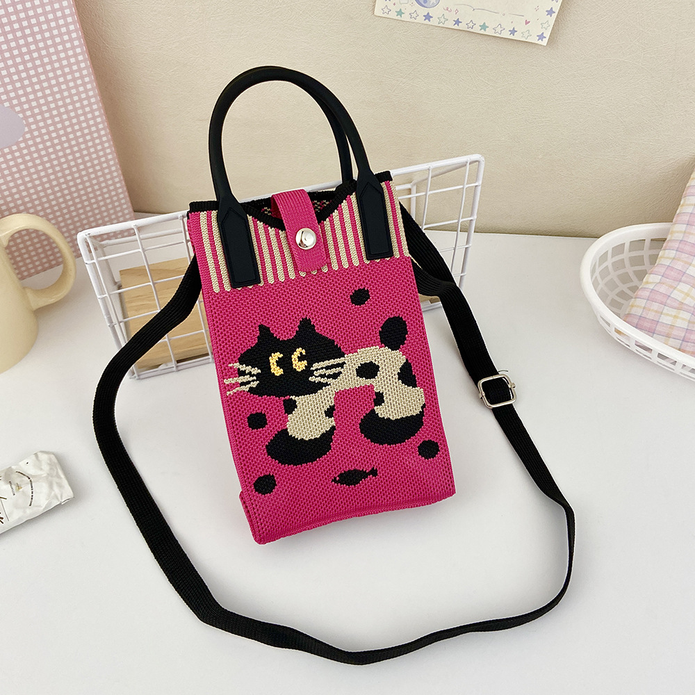 Picture of Shoulder Crossbody Mobile Phone Bag Cute Knitted Hand Bag Cartoon Large Capacity All-match Coin Purse Handbag Wholesale