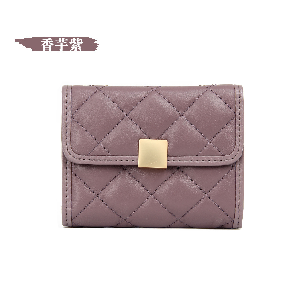Picture of New simple sheepskin RFID anti-theft brush organ card holder multi-card position large capacity leather card holder ID card holder for women