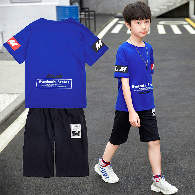 Picture of Children's Clothing Boys' 2025 New Suit Summer Kidsren's Sports and Leisure Wear Medium and Large Kidsren's Short-Sleeved Two-Piece Set Korean Style Trendy