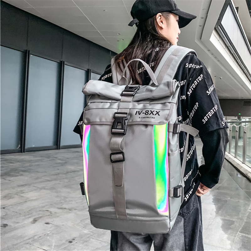 Picture of Schoolbag Ins Japanese Style Street Fashion Brand Sports Reflective Backpack Trendy Large Capacity Travel Backpack for Male College Students