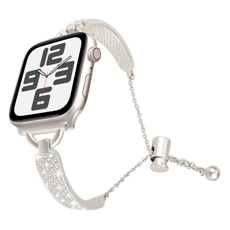 For Apple Watch Strap Metal Diamond Adjustment Chain appleiwatchs1098 Curved Thin Strap Wholesale