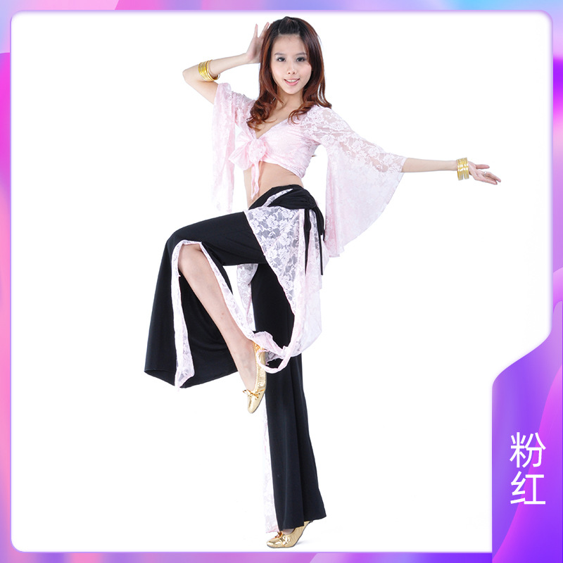 Picture of 08# Lace Pants Lace Top Belly Dance Clothing Trumpet Sleeve Matching Waist Skirt Split Pants Chaozhou Tripartite