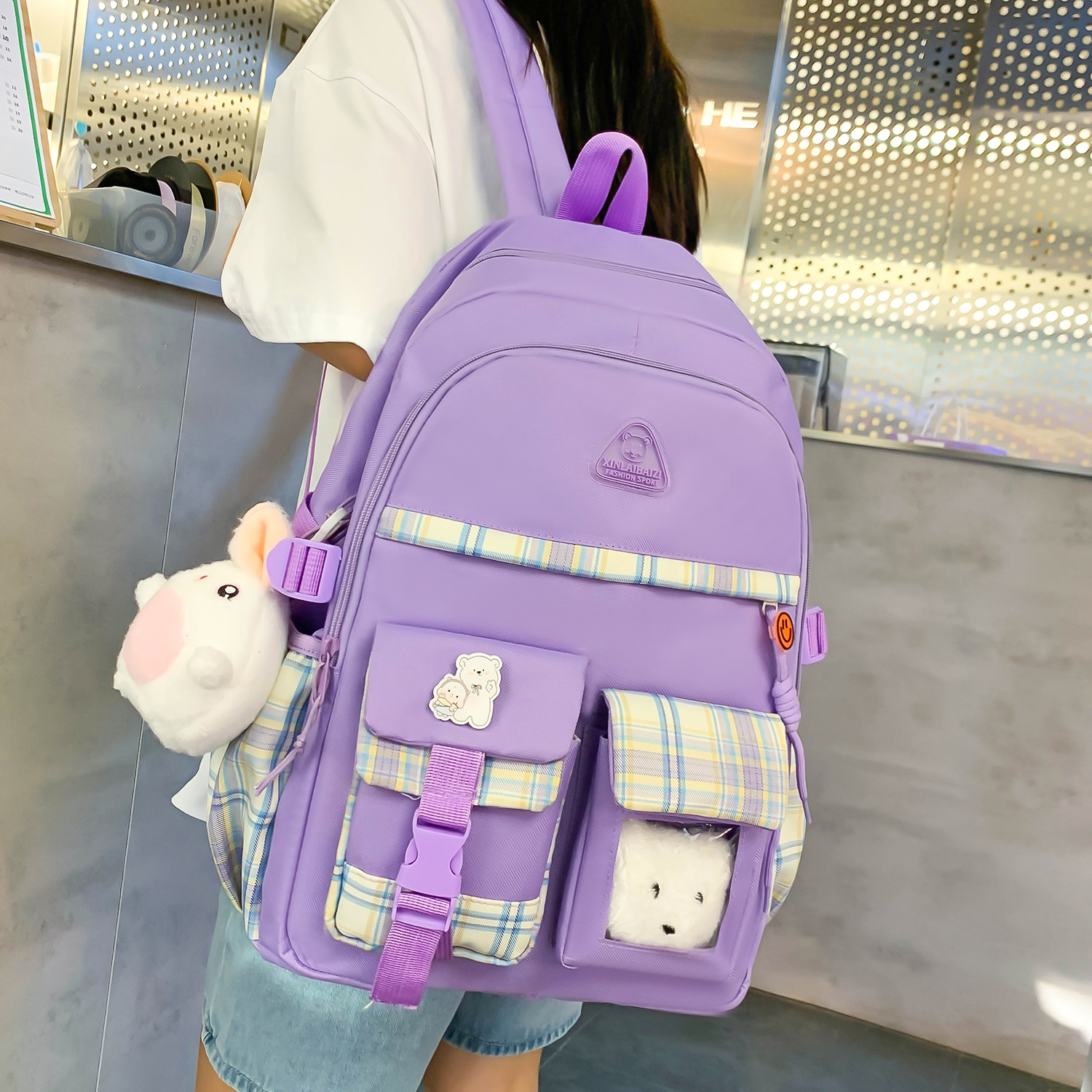 Picture of Five-piece bag women's new large-capacity junior high school girls shoulder bag campus primary school students Senior high school sturdy backpack