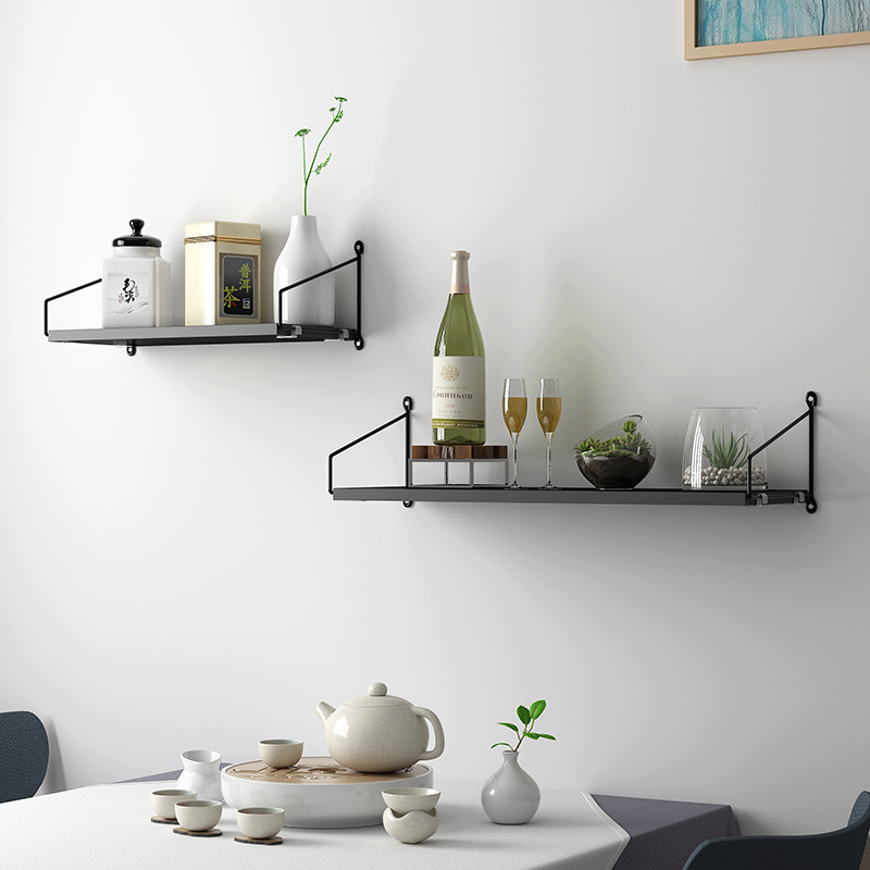 Picture of No-Drill Solid Wood Wall-Mounted Shelf, Straight Partition, Wall-Mounted Bookshelf, Bedroom Decorative Wall Storage