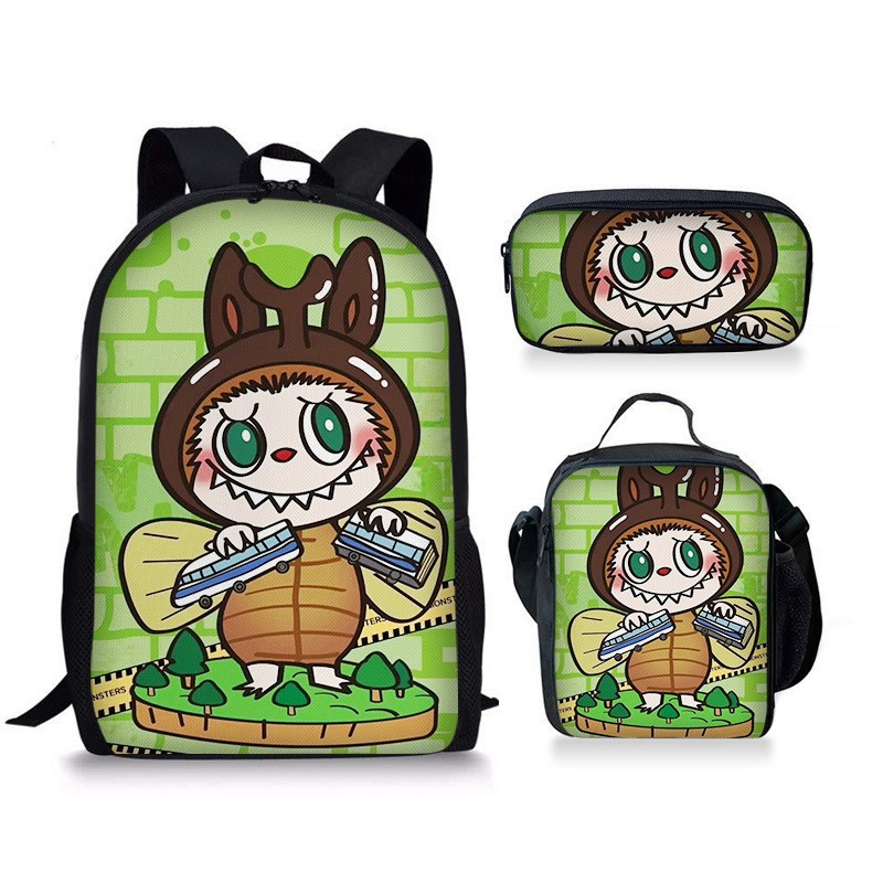 New Labubu Labubu three-piece meal bag pencil case student baby shoulder bag Amazon cute all-match portable