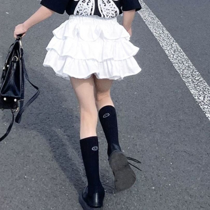 Picture of Girls Summer Suit 2025 New Cake Skirt, Fashionable Kidsren's Short-Sleeved T-Shirt, Fashionable Pleated Skirt Two-Piece Set