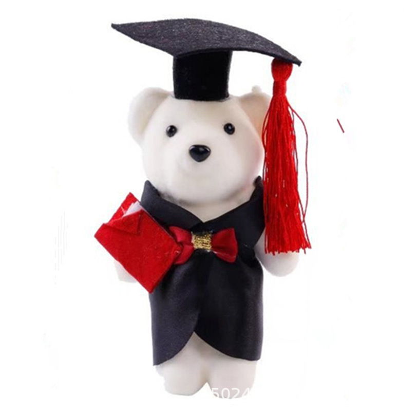 Picture of Wholesale send students Dr. bear male and female height 14cm all handmade graduation bear bag bouquet cartoon baby bear