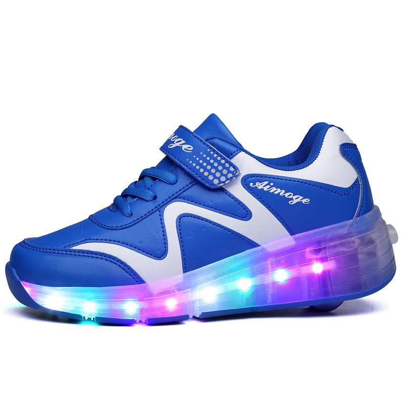 Picture of Children adult skates luminous shoes LED charging Boys single row invisible button girls luminous manufacturers