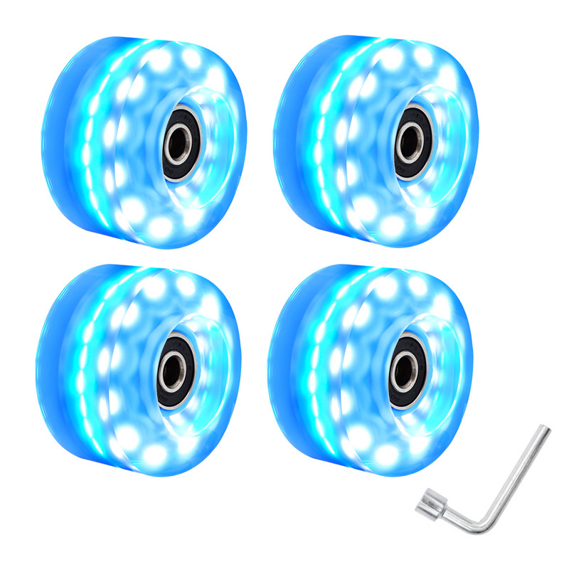 Picture of High Flash Six-light Double Row Roller Skate Luminous Wheel Four-wheel Roller Skate Flash Wheel Skating Rink Indoor Outdoor Wheels