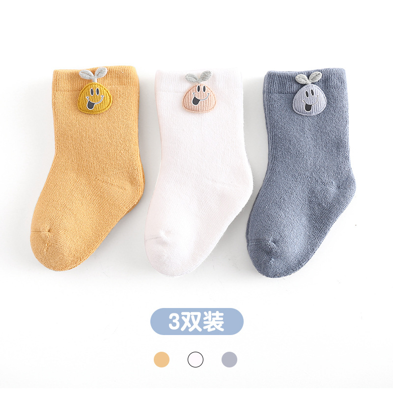 Small Fur Terry Kidsren's Socks Autumn and Winter Thickeneded Infant Socks Cartoon Accessories Warm Loose Mouth Baby Socks Super Cute