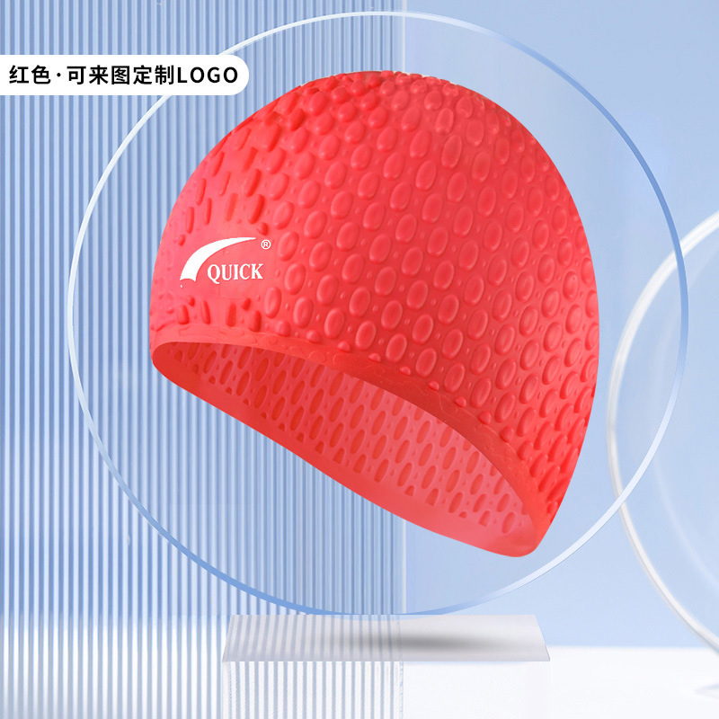 Picture of Vernon adult swimming cap silicone waterproof men's and women's water drop cap custom logo high elastic long hair ear protection large swimming cap