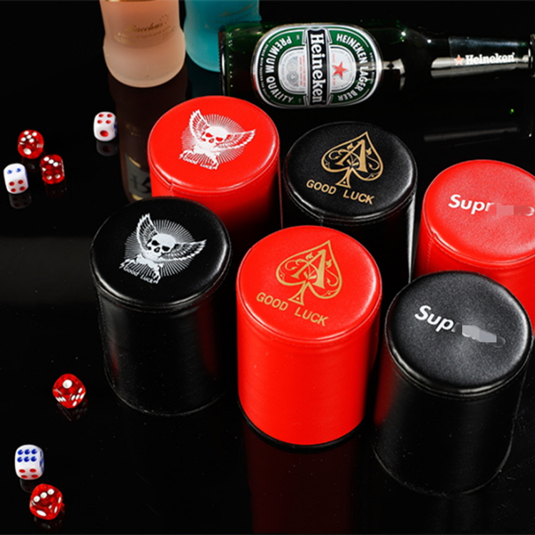 Picture of Leather dice dice cup set bar KTV creative personality game dice fashion brand color Cup cute sieve Cup