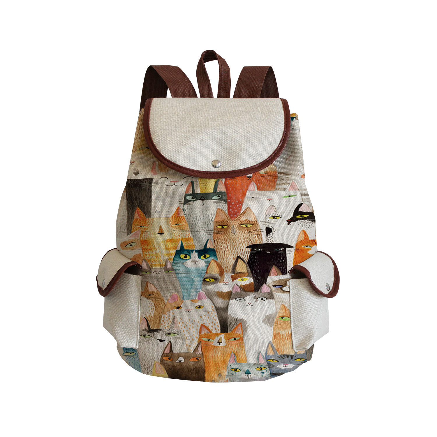 Picture of 2022 Cartoon Cute Backpack New Student Schoolbag Fashion Cat Group Printed Travel Backpack to Set