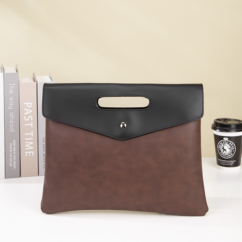 Picture of 2025 New Men's Handbag Crazy Horse Leather Men's Clutch Bag Trendy Clutch File Bag Contrast Color Bag File Bag