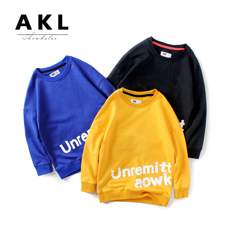 Picture of European-Style Children's Clothing Korean Version New Boys' Long-Sleeve Sweatshirt, Older Children's English Print Pullover Sweatshirt