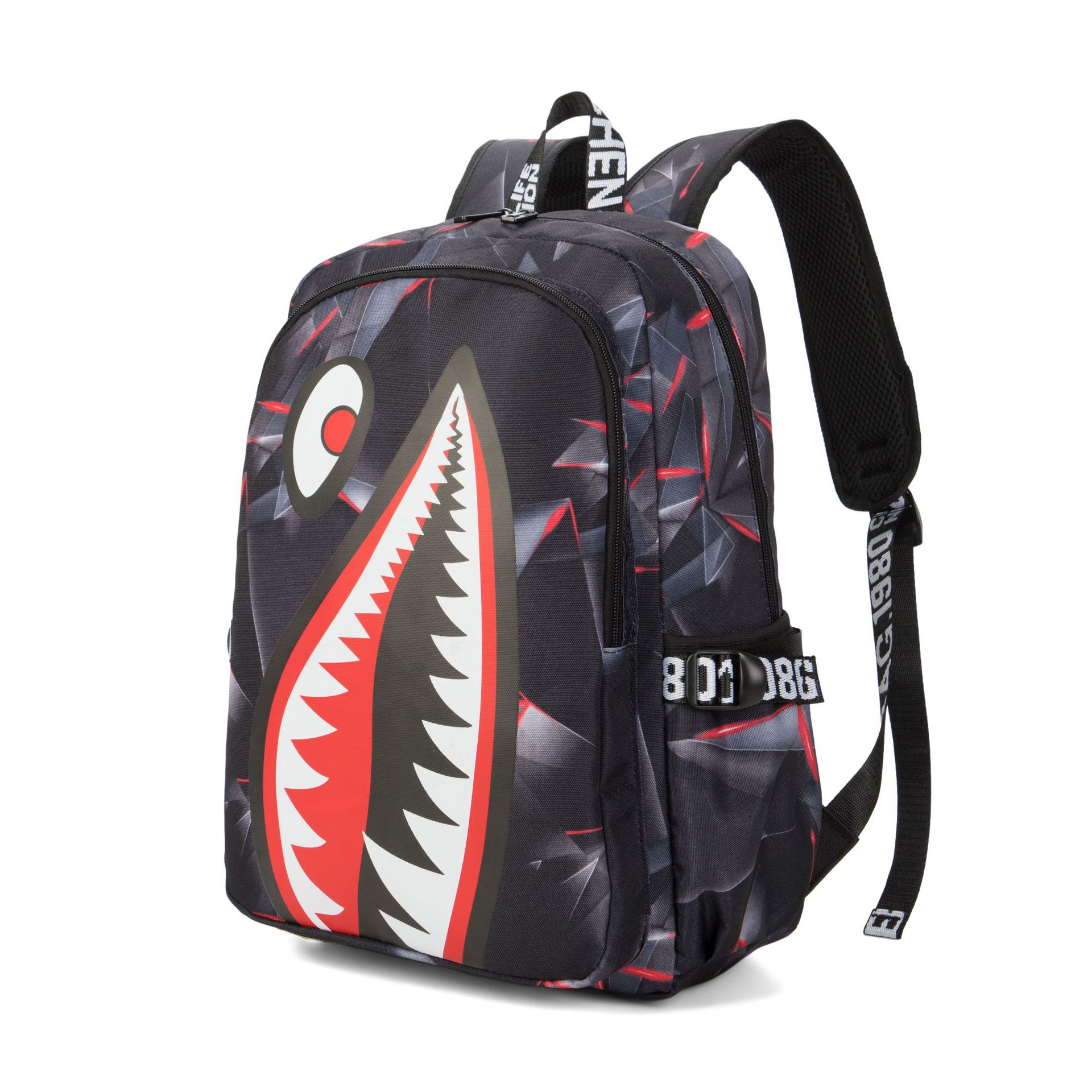 Picture of Cross-border Oxford Shark Schoolbag Primary School Grade 4, 5 and 6 Large Capacity Backpack Personalized Simple Backpack for Men