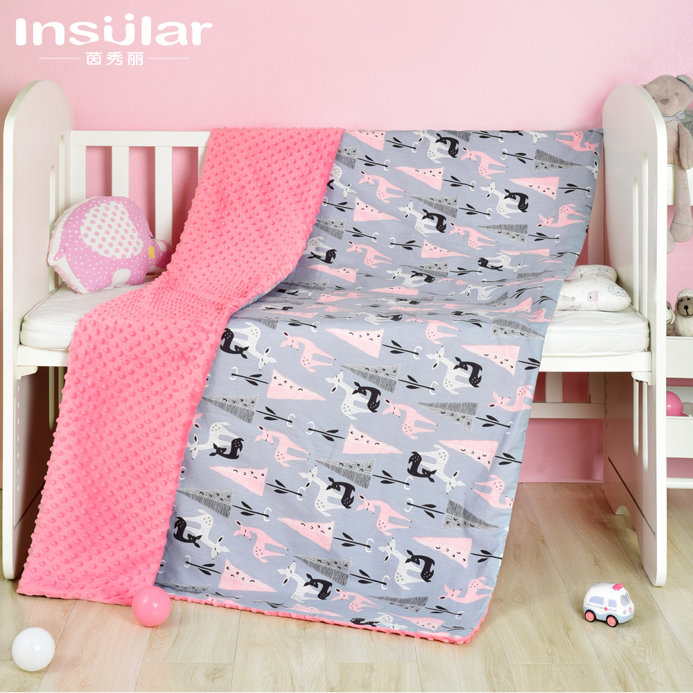 Picture of Baby Blanket Cotton Cartoon Baby Double Blanket Four Seasons Children 3D Soothing Bean Blanket Cart Blanket