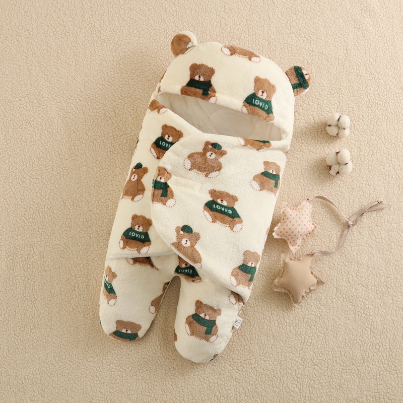 Picture of Baby Cushion Flannel Baby Sleeping Bag Thickened Split Leg Kick-proof Cushion Baby Bag Autumn and Winter Newborn Swaddle Bag