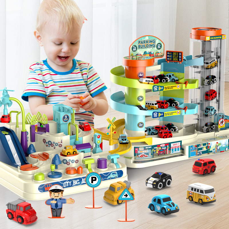 Picture of Children's Entry Adventure Boy's Toy Car Building Parking Lot Beneficially Intelligence Brainstork Rail Car 3 Years Old 4 Tiktok